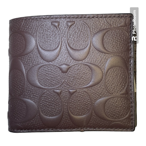 Coach F75371 Men Compact ID 3 in 1 Wallet Mahogany - Picture 3 of 7